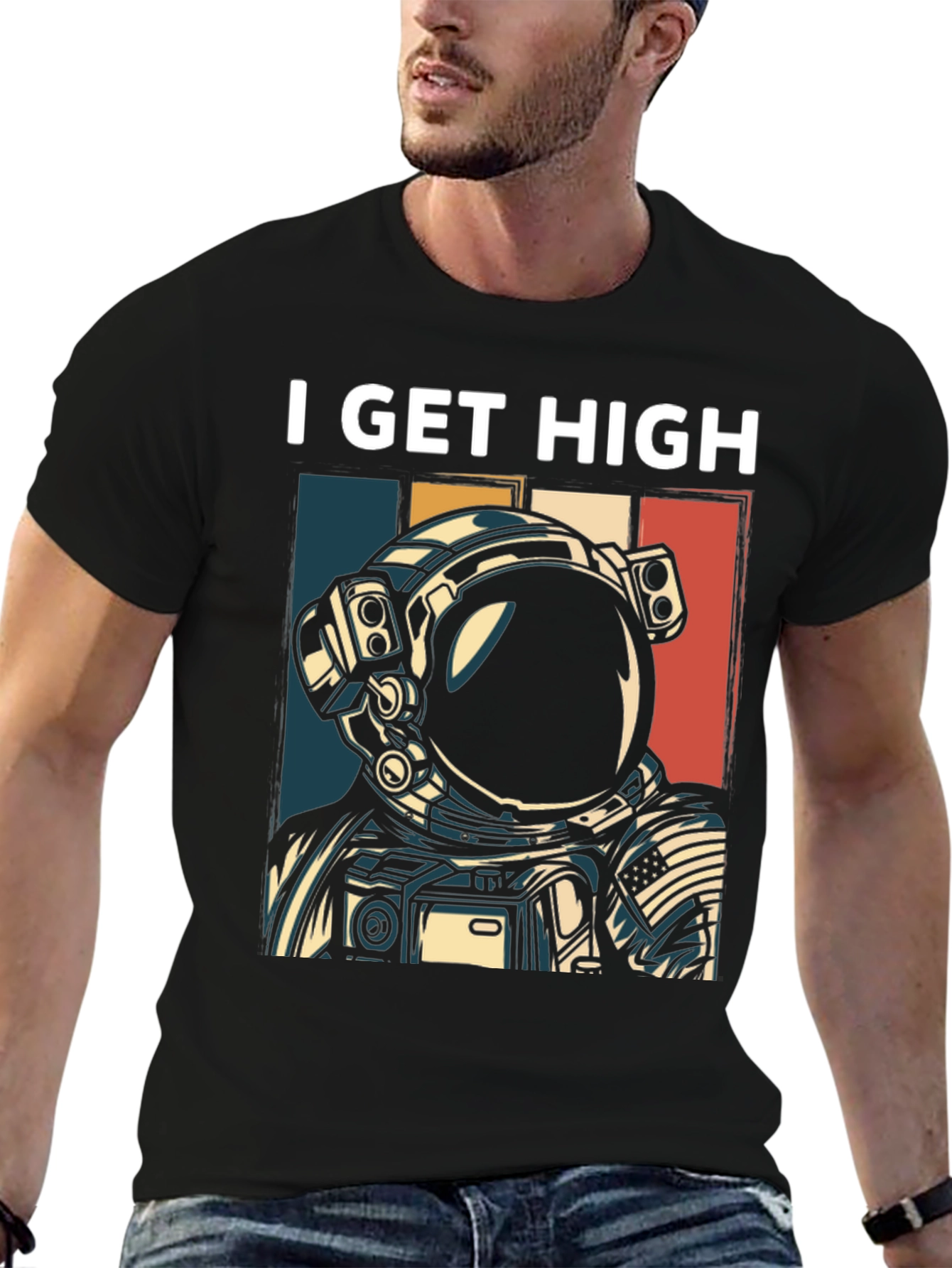 I Get High Astronaut Graphic T-Shirt
