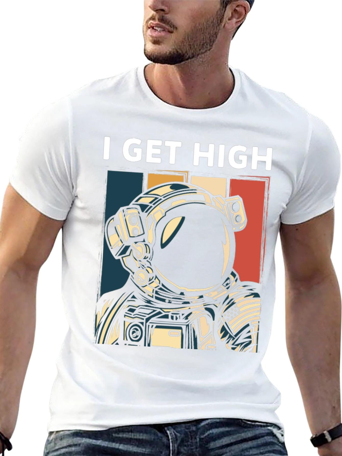 I Get High Astronaut Graphic T-Shirt