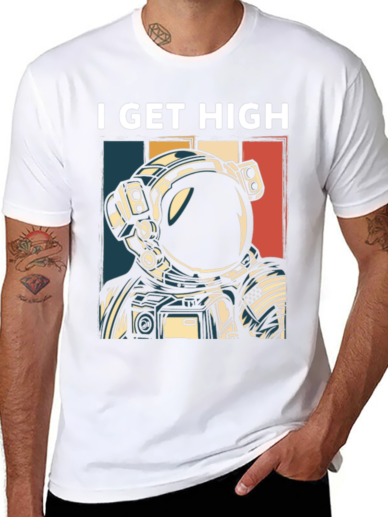 I Get High Astronaut Graphic T-Shirt