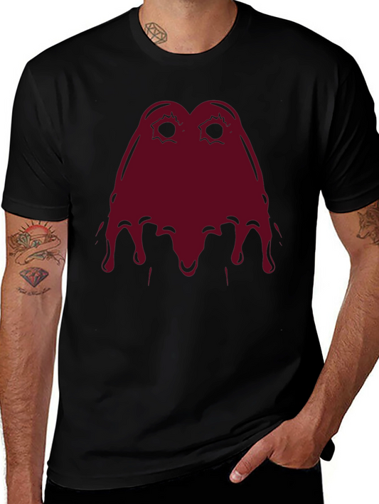 Mens Black T-Shirt with Red Melting Face Graphic