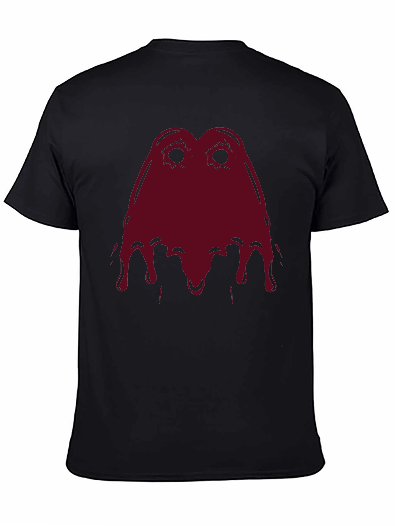 Mens Black T-Shirt with Red Melting Face Graphic