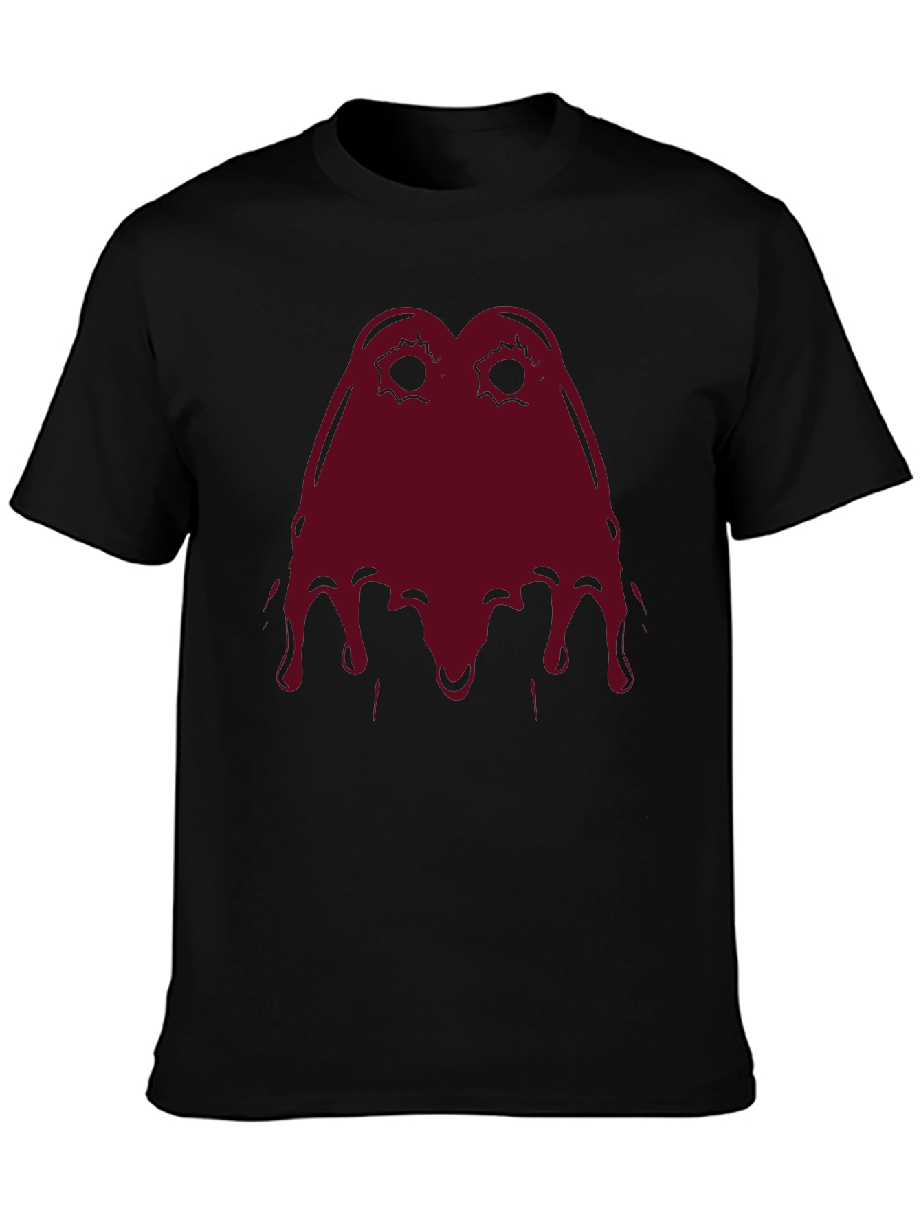 Mens Black T-Shirt with Red Melting Face Graphic