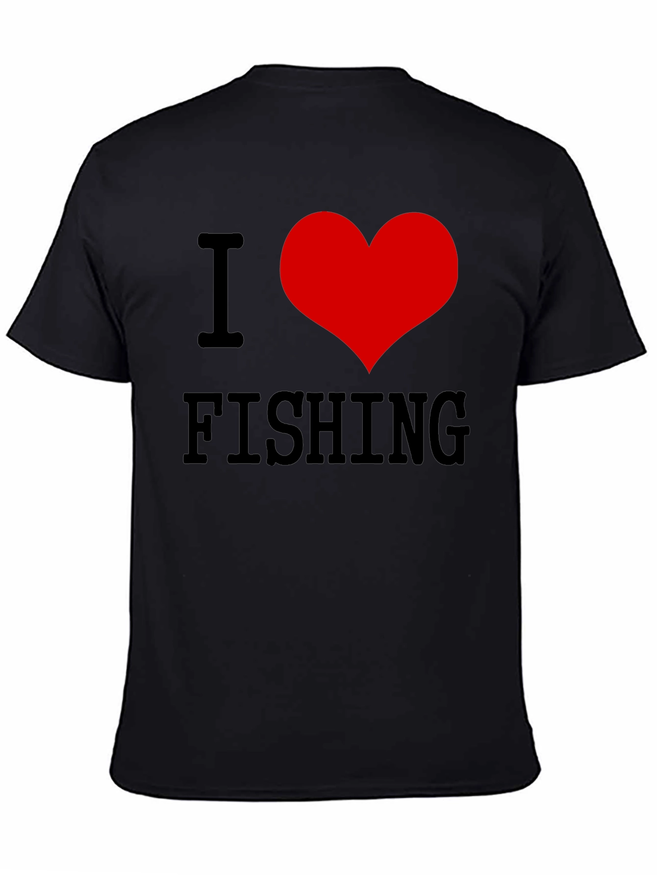 I Love Fishing T-Shirt - Black Cotton