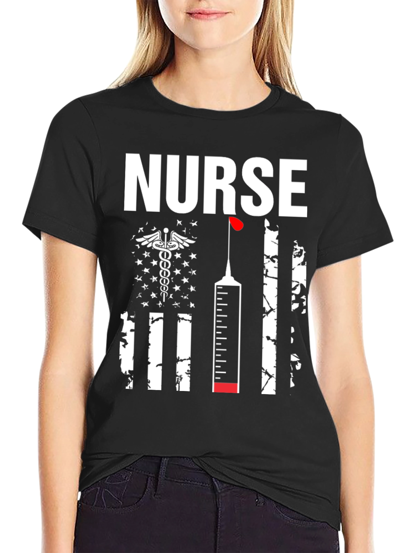 Nurse American Flag Graphic Tee
