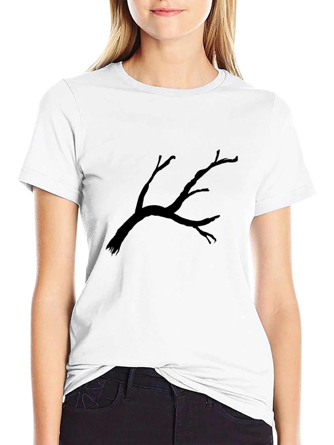 Black T-Shirt with Tree Branch Graphic