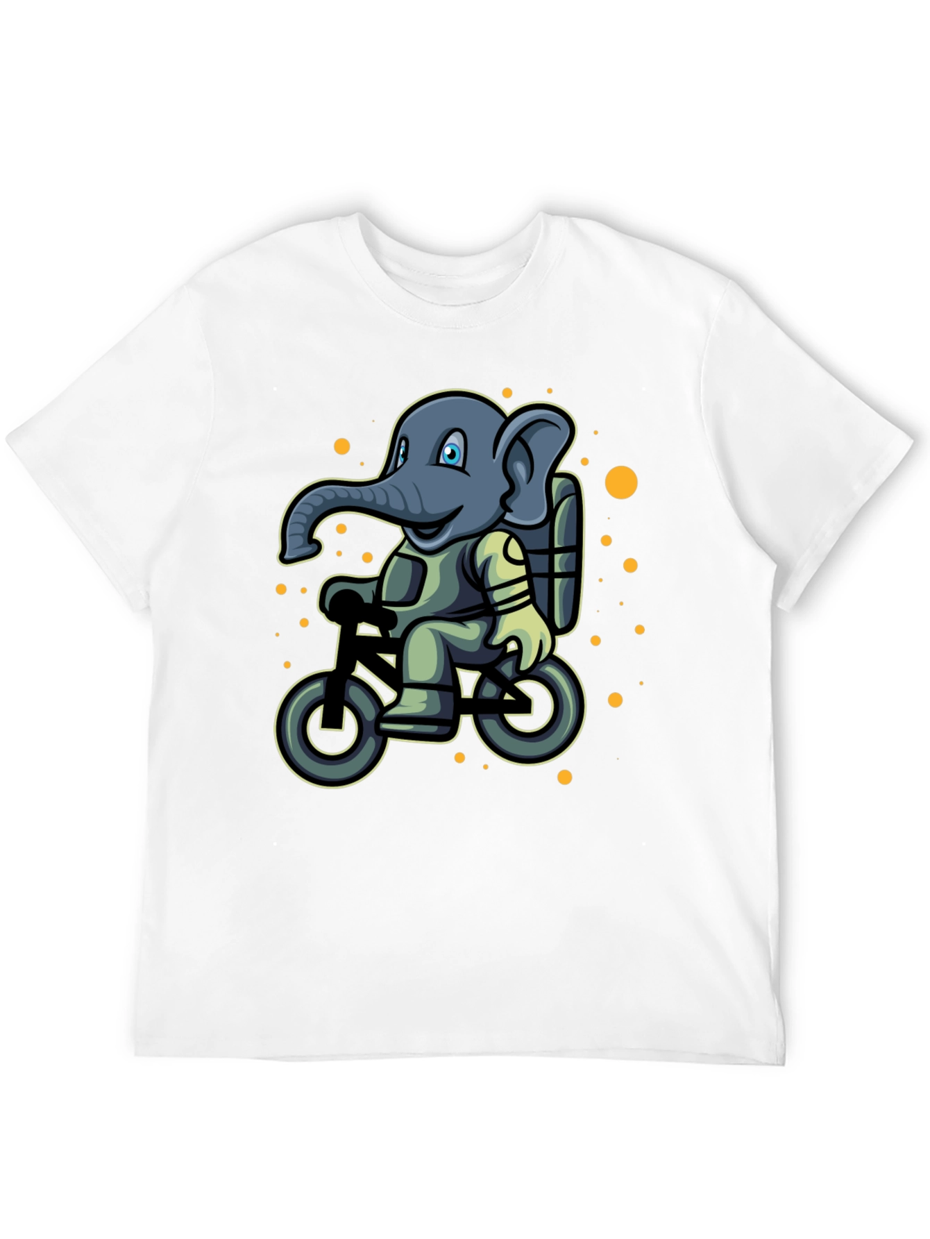 Elephant on Bike T-Shirt - Cartoon Style