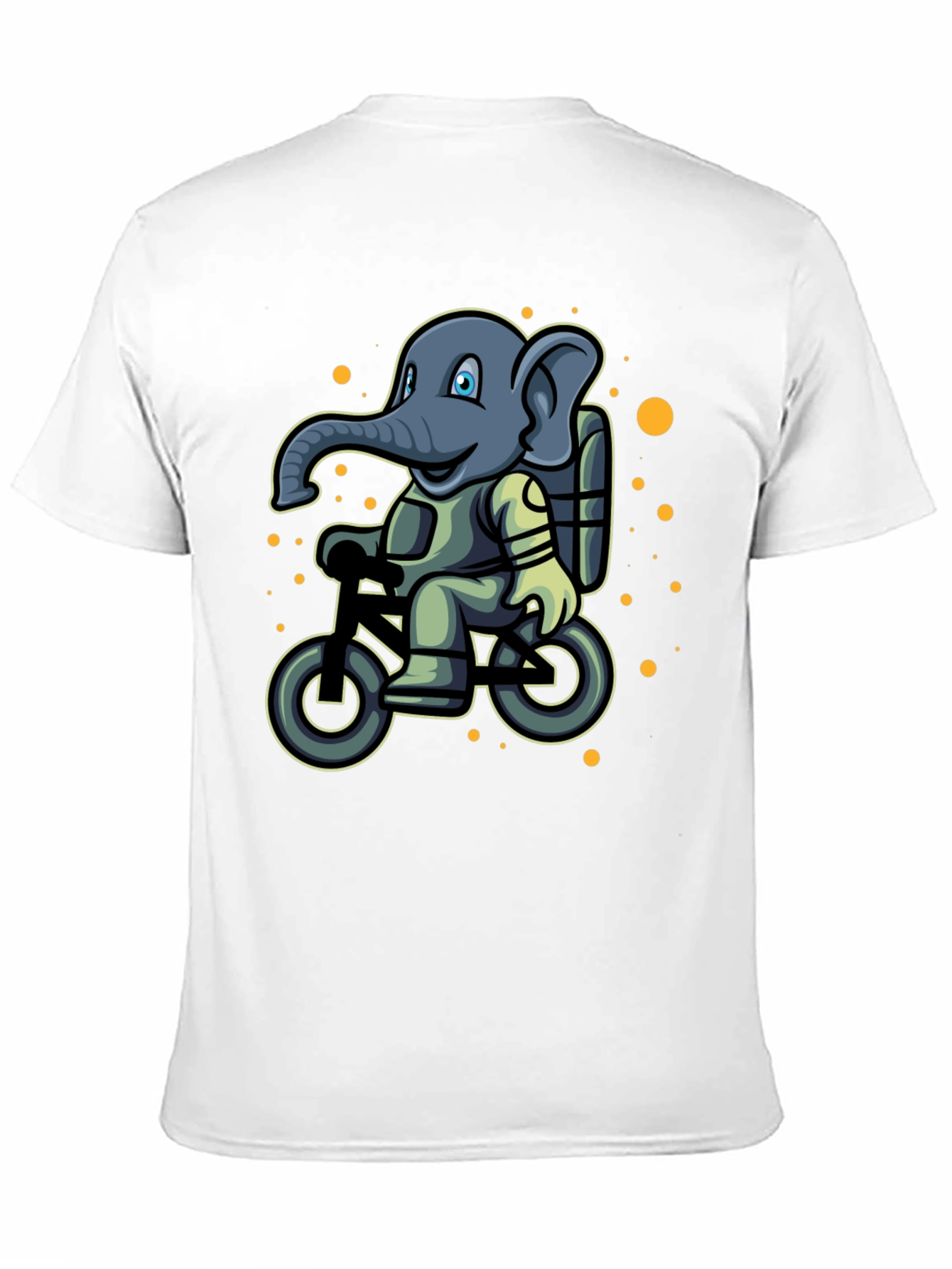 Elephant on Bike T-Shirt - Cartoon Style