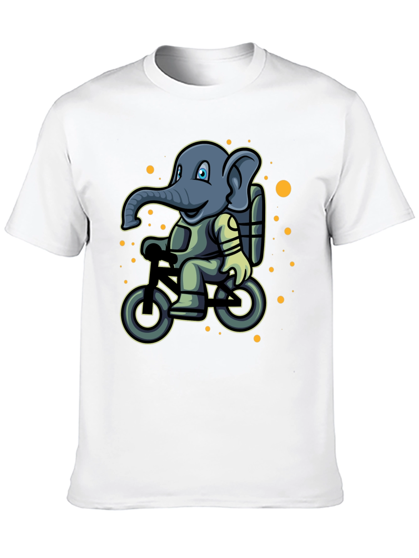 Elephant on Bike T-Shirt - Cartoon Style