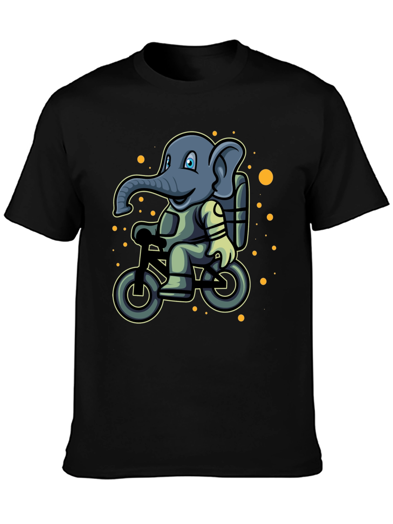 Elephant on Bike T-Shirt - Cartoon Style
