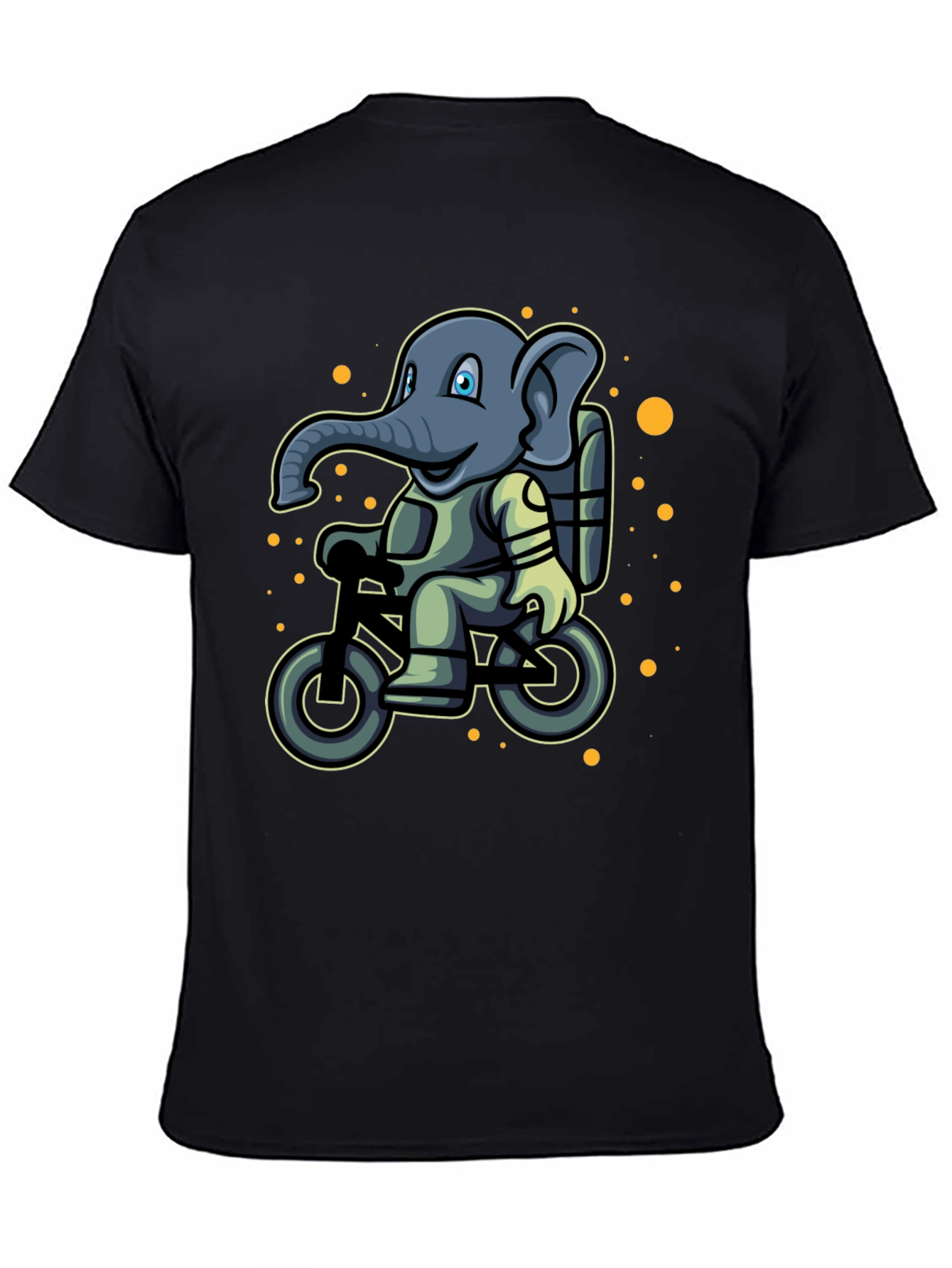 Elephant on Bike T-Shirt - Cartoon Style