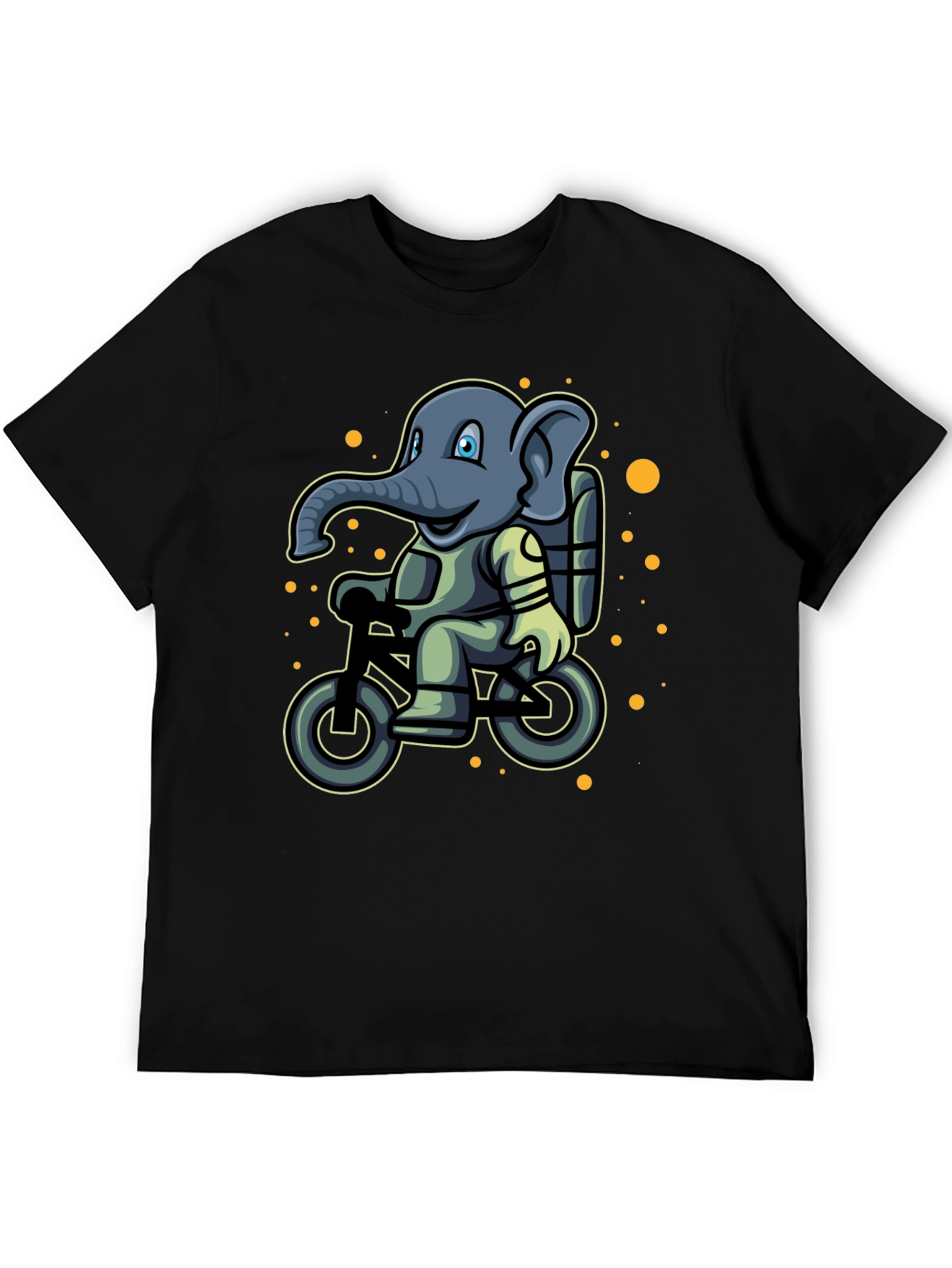 Elephant on Bike T-Shirt - Cartoon Style