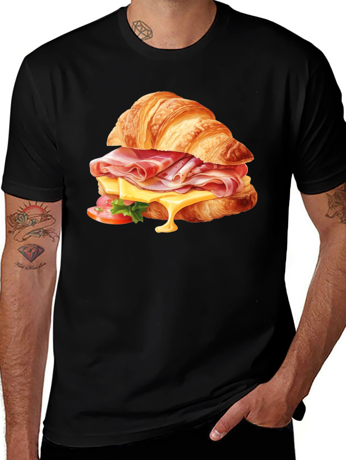 Croissant Sandwich Graphic Tee - Casual Comfort