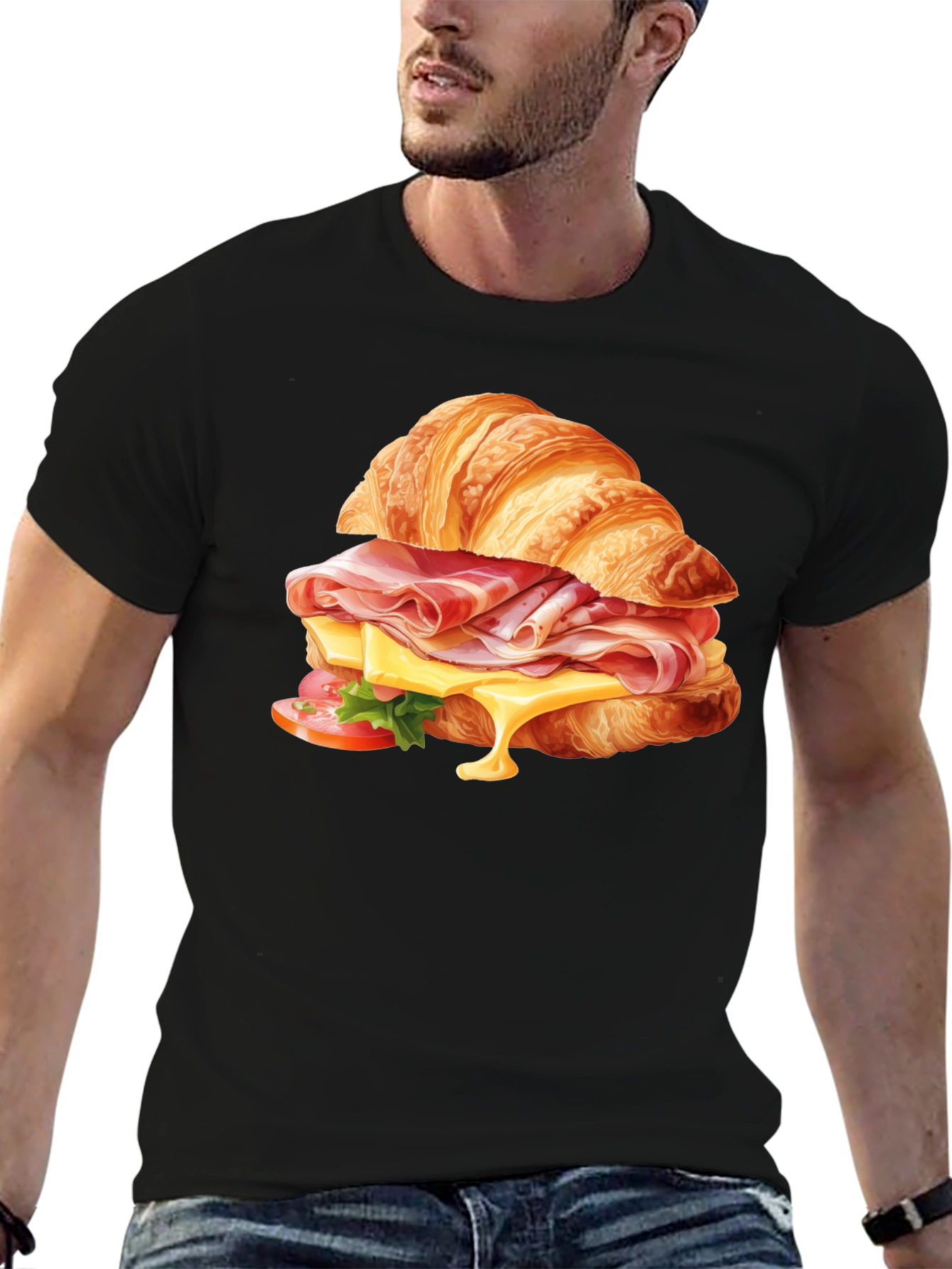 Croissant Sandwich Graphic Tee - Casual Comfort