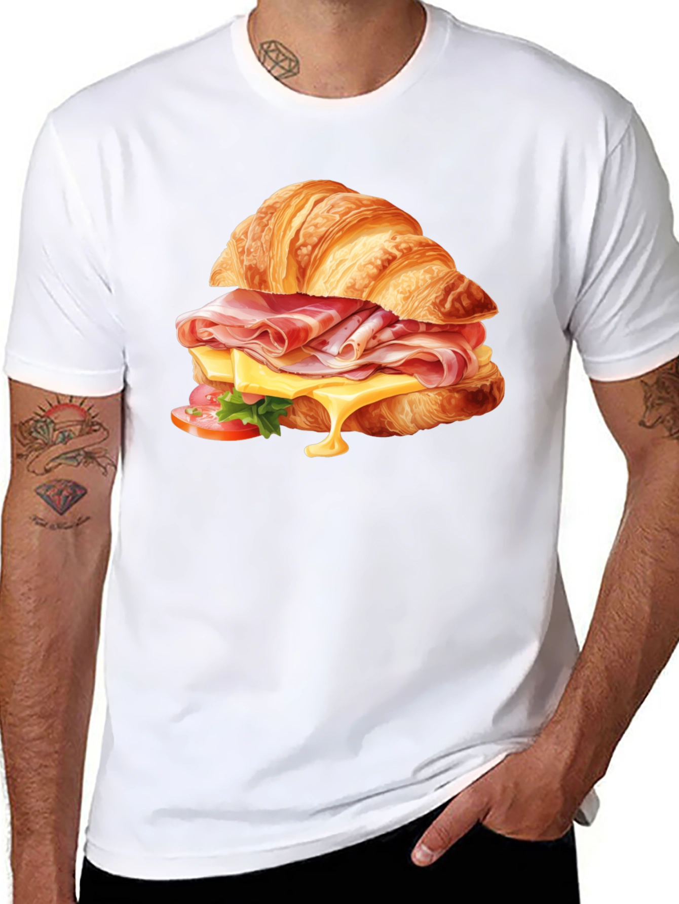 Croissant Sandwich Graphic Tee - Casual Comfort