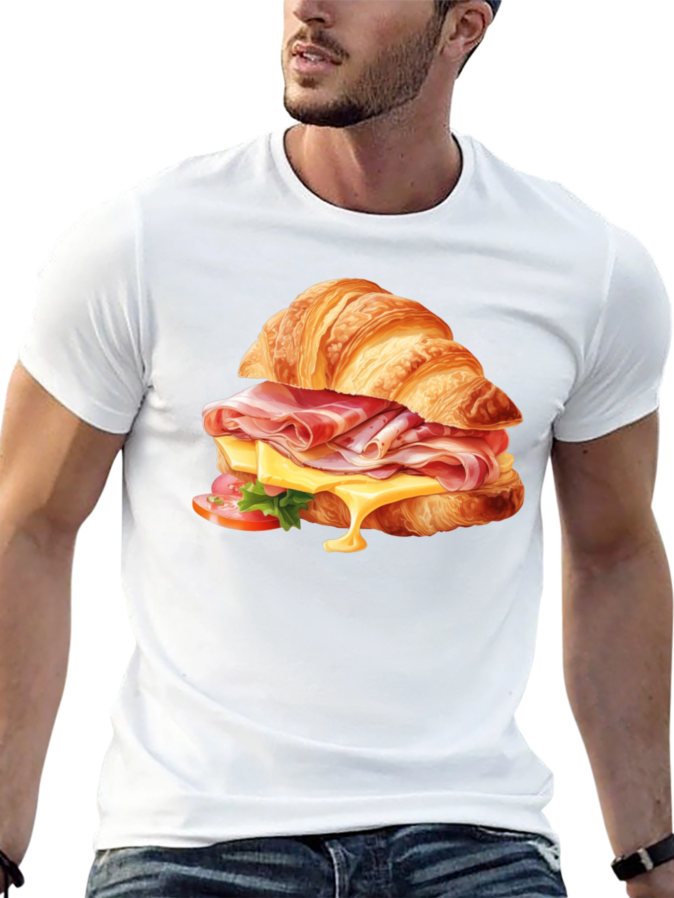 Croissant Sandwich Graphic Tee - Casual Comfort