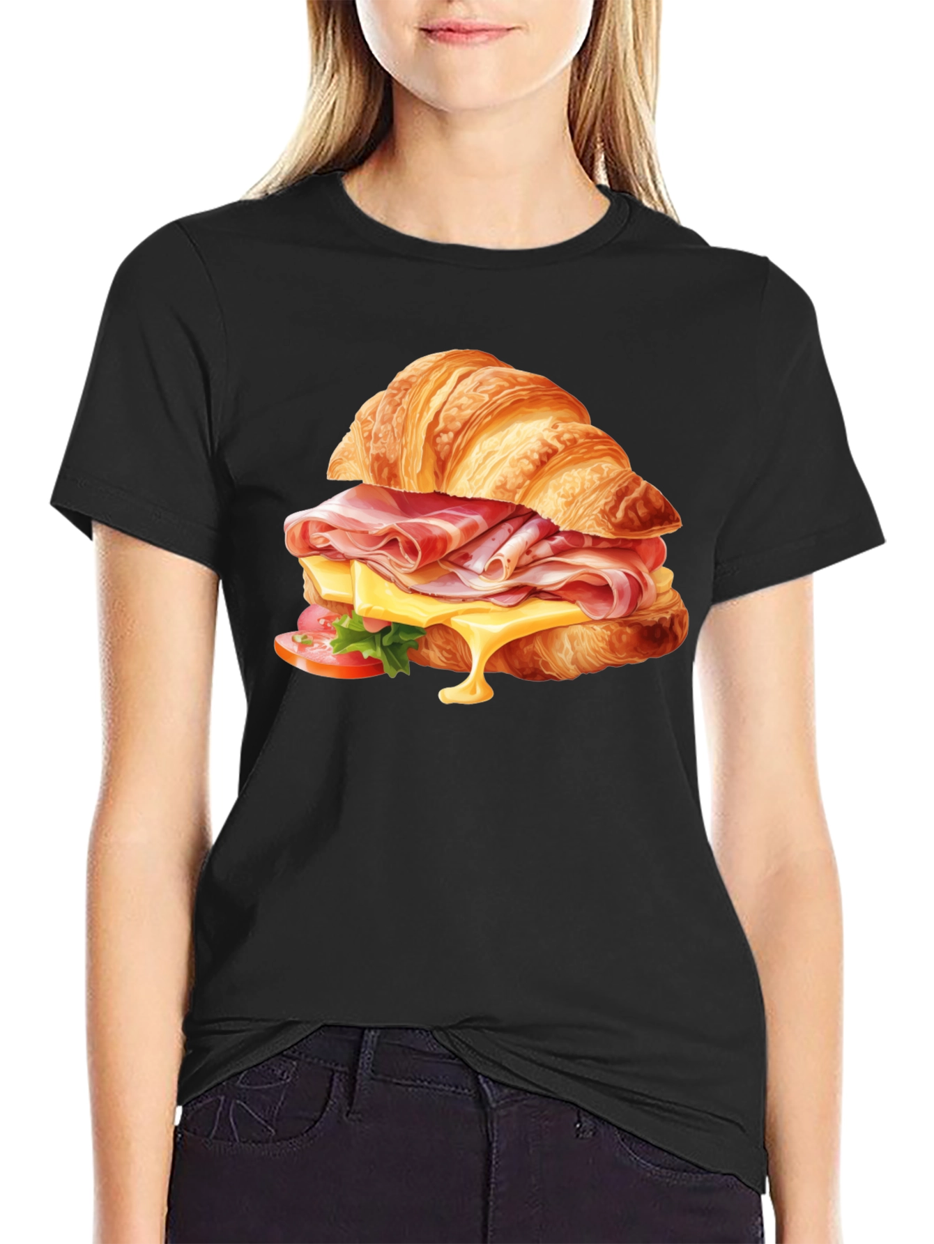 Croissant Sandwich Graphic Tee - Casual Comfort