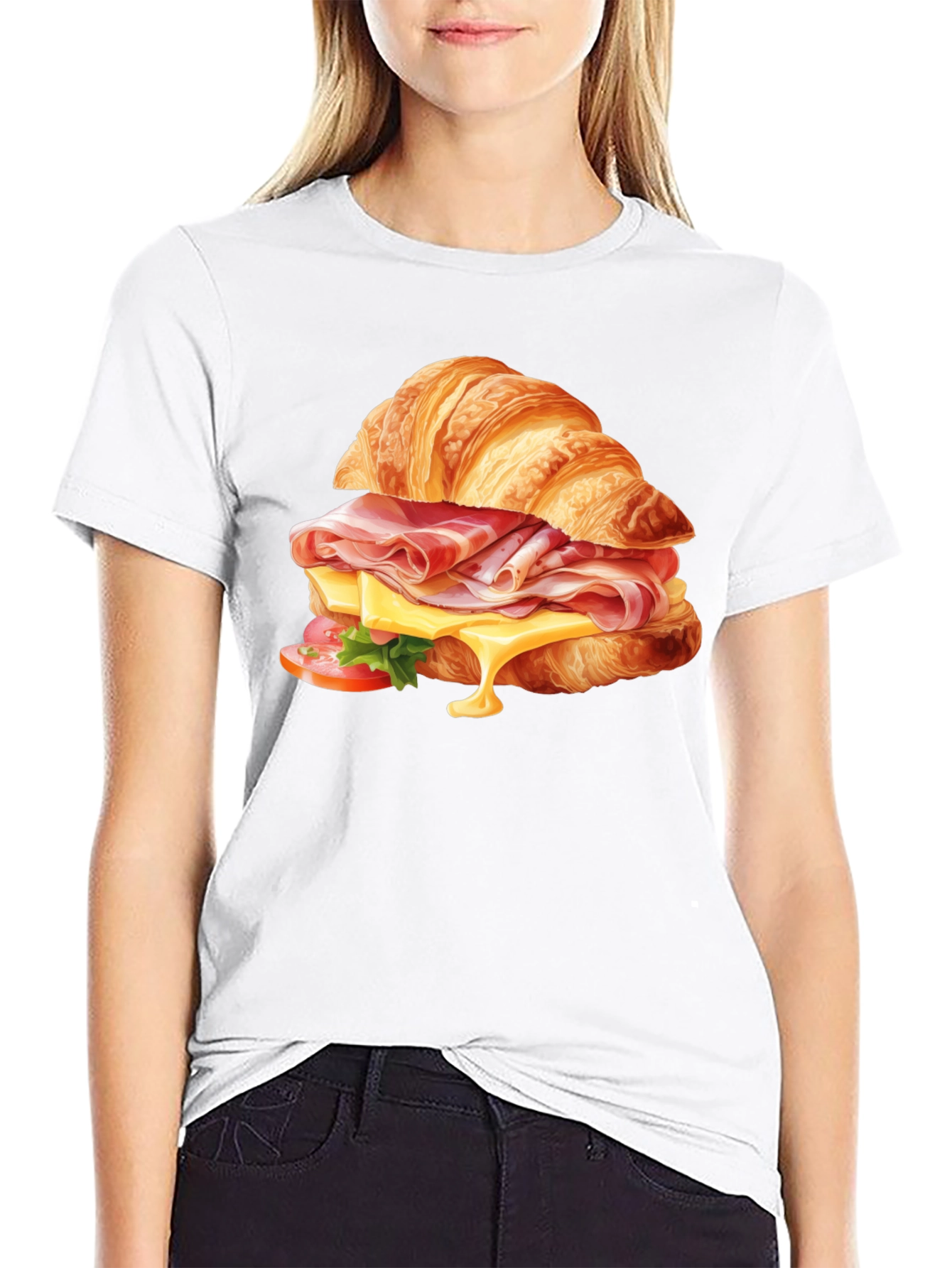 Croissant Sandwich Graphic Tee - Casual Comfort