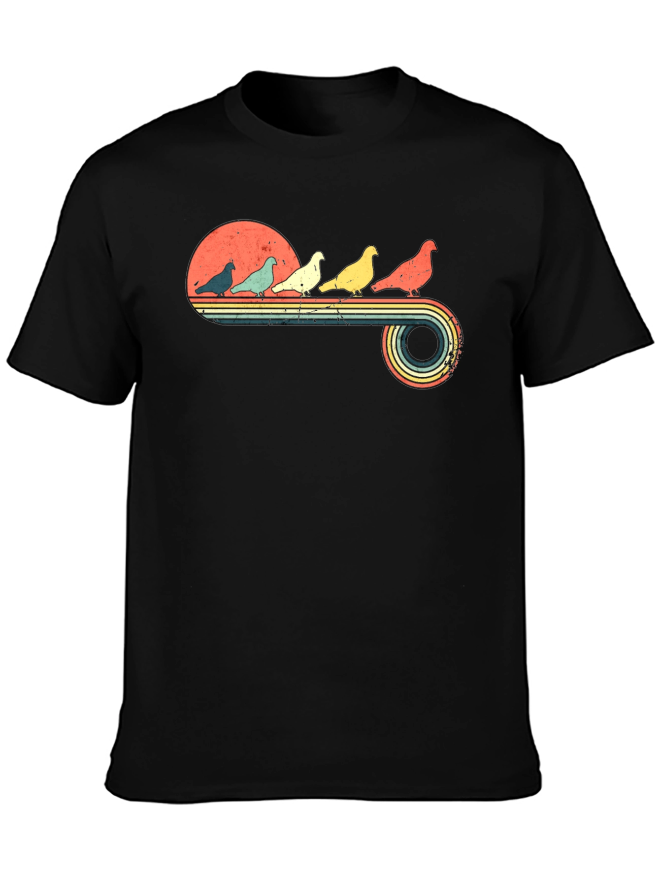 Retro Pigeon Sunset Graphic Tee