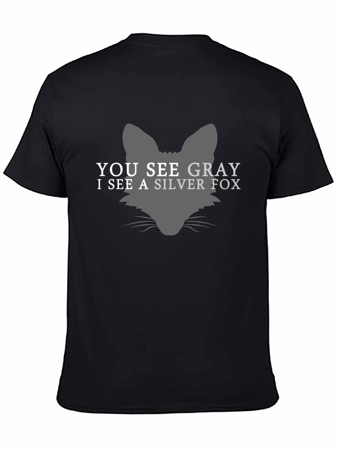 Silver Fox Graphic Tee - Mens Black Cotton T-Shirt