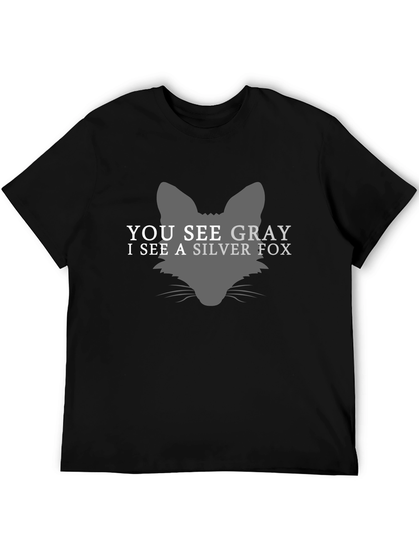 Silver Fox Graphic Tee - Mens Black Cotton T-Shirt