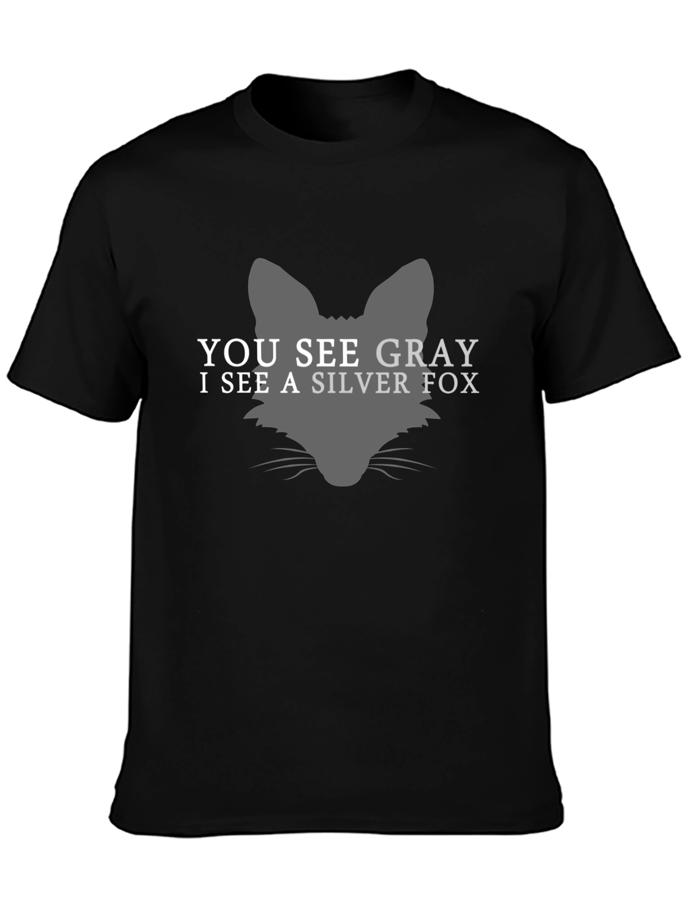 Silver Fox Graphic Tee - Mens Black Cotton T-Shirt