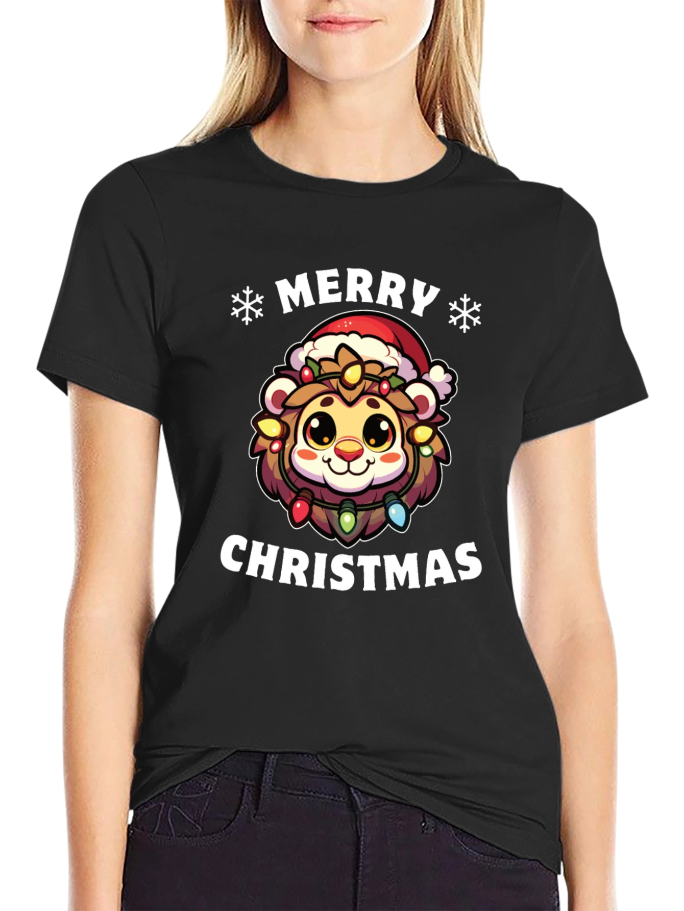 Merry Christmas Lion Graphic T-Shirt