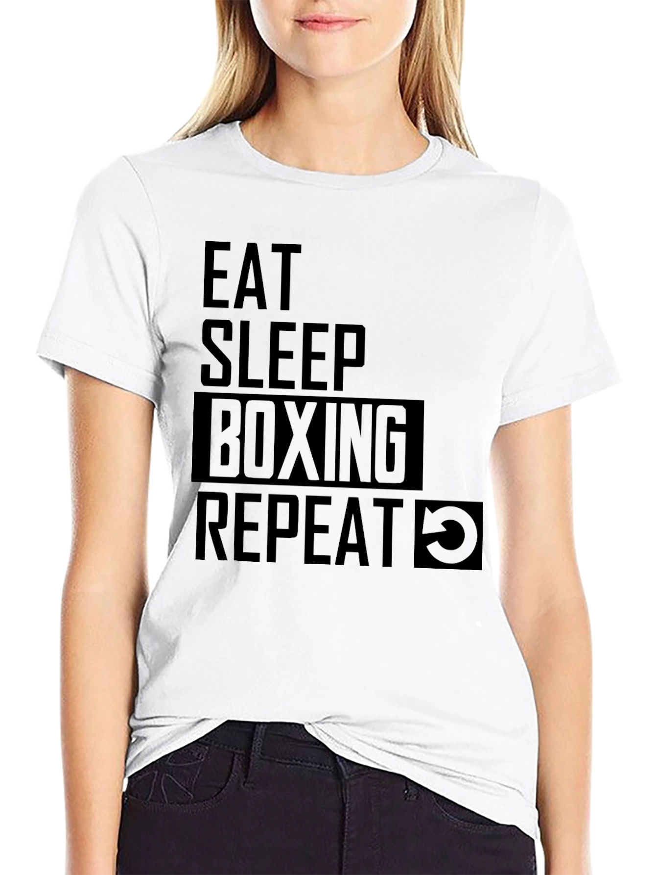 Eat Sleep Boxing Repeat Graphic Tee - Black