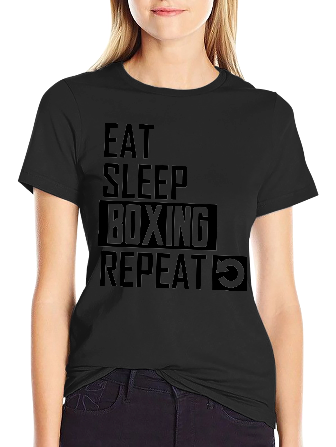 Eat Sleep Boxing Repeat Graphic Tee - Black