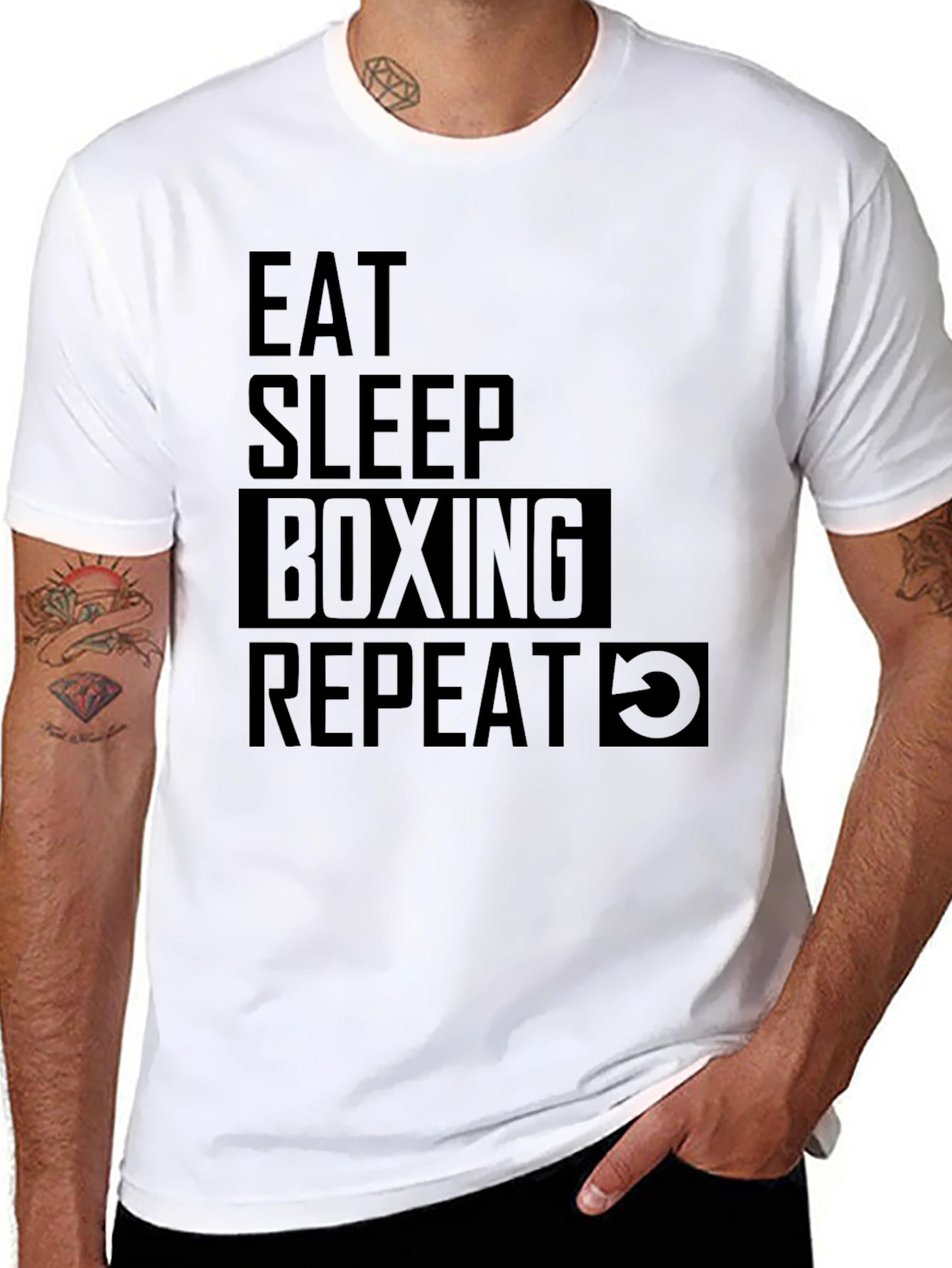 Eat Sleep Boxing Repeat Graphic Tee - Black