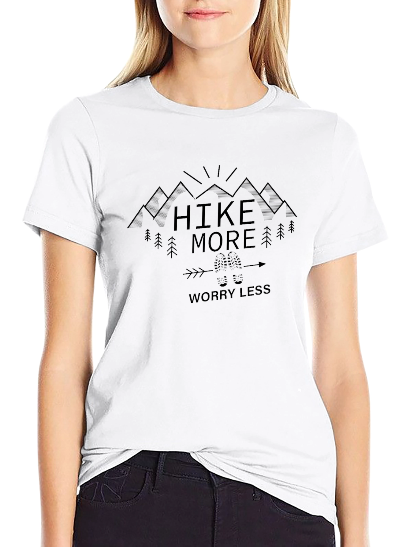 Hike More Worry Less Black Graphic Tee