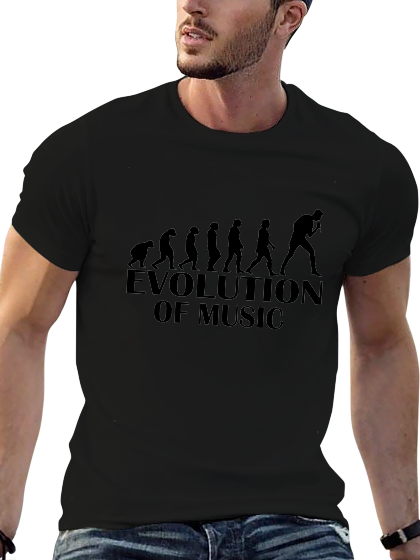 Evolution of Music Graphic T-Shirt - Black