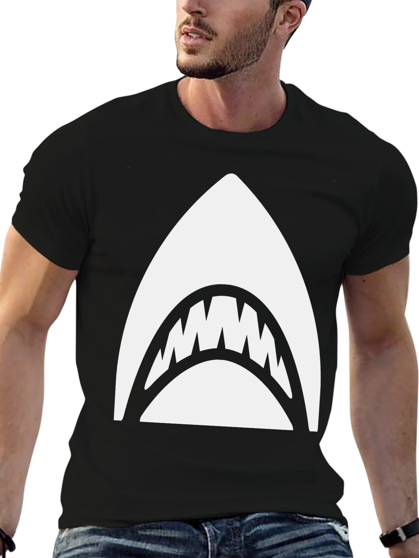 Shark Bite Graphic T-Shirt - Cool Black Tee