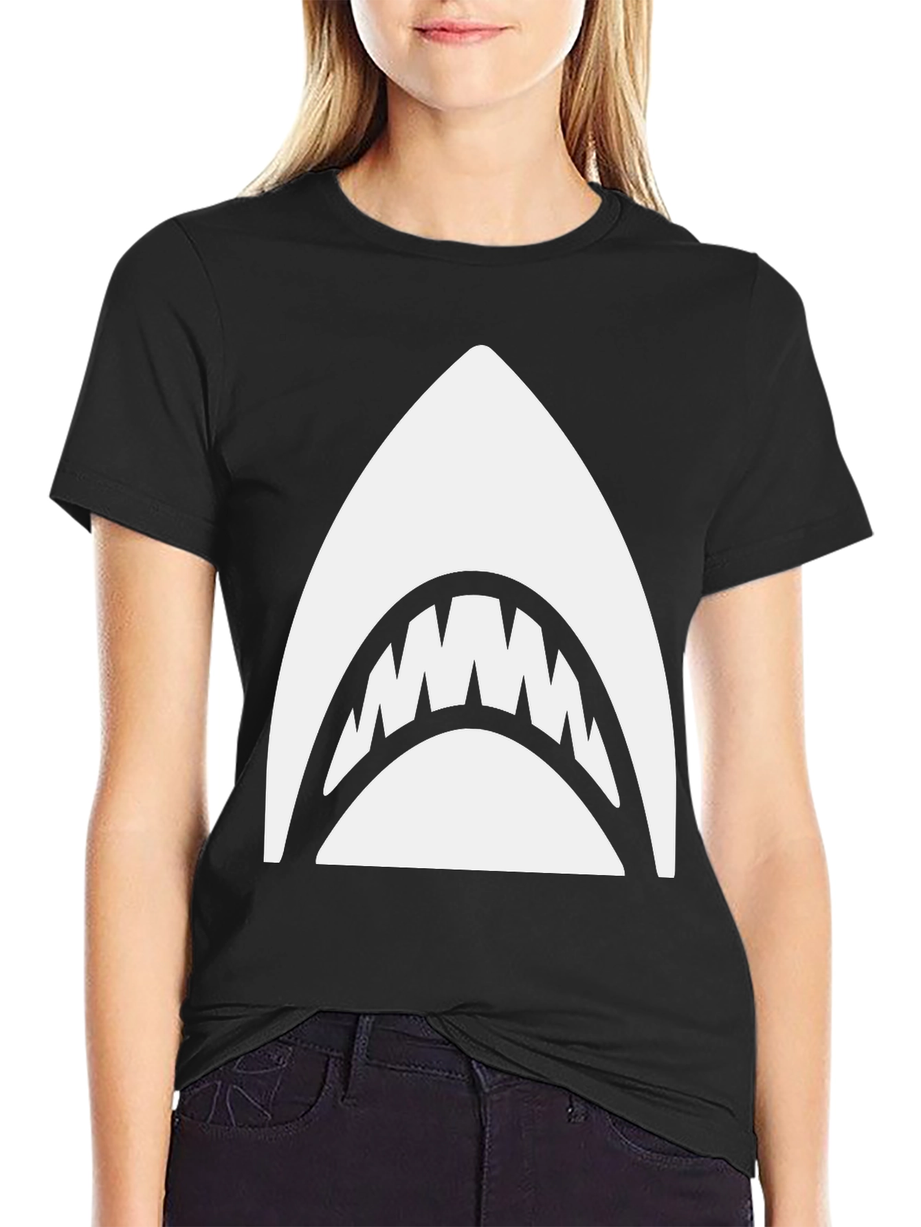 Shark Bite Graphic T-Shirt - Cool Black Tee