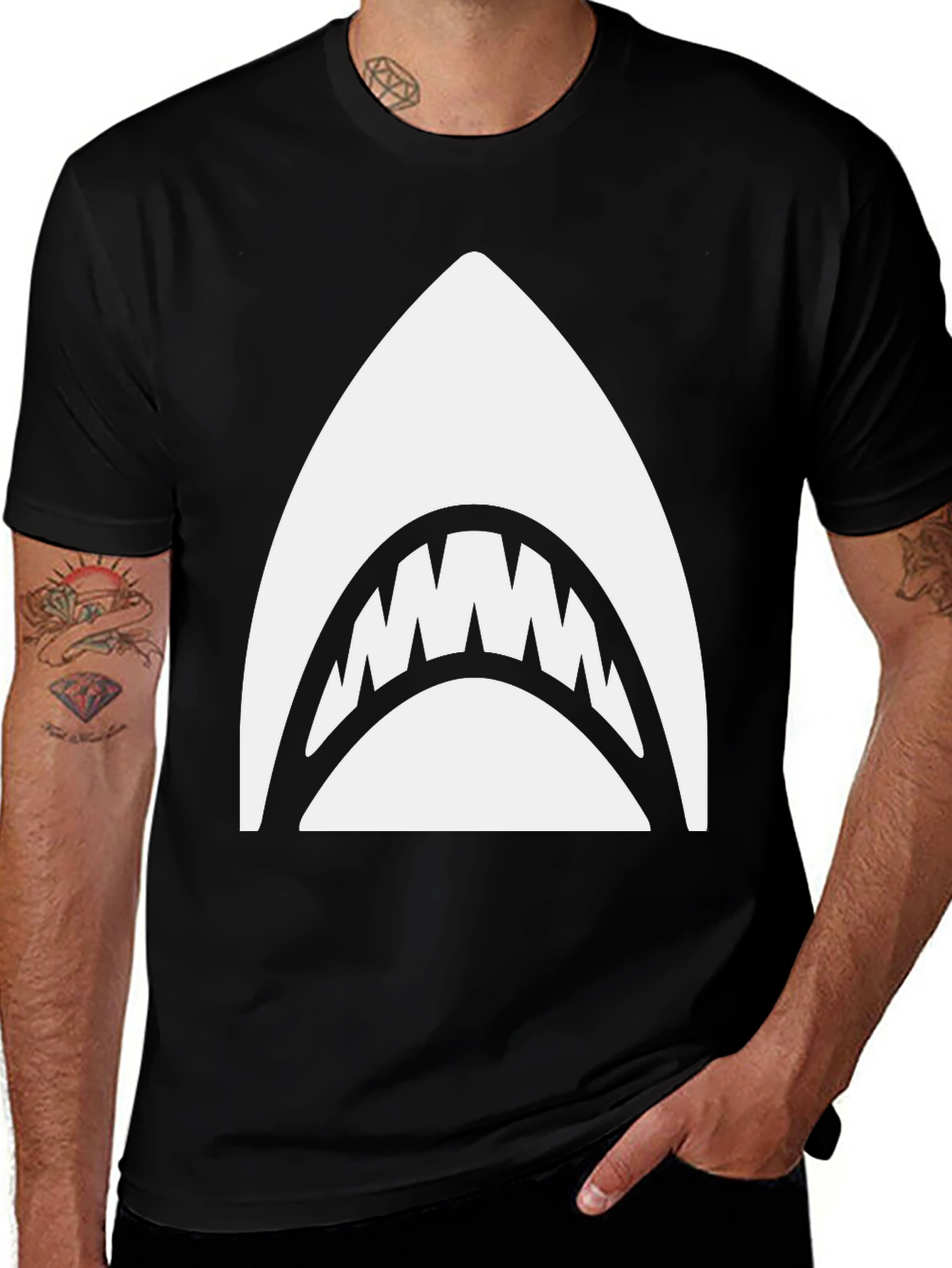 Shark Bite Graphic T-Shirt - Cool Black Tee