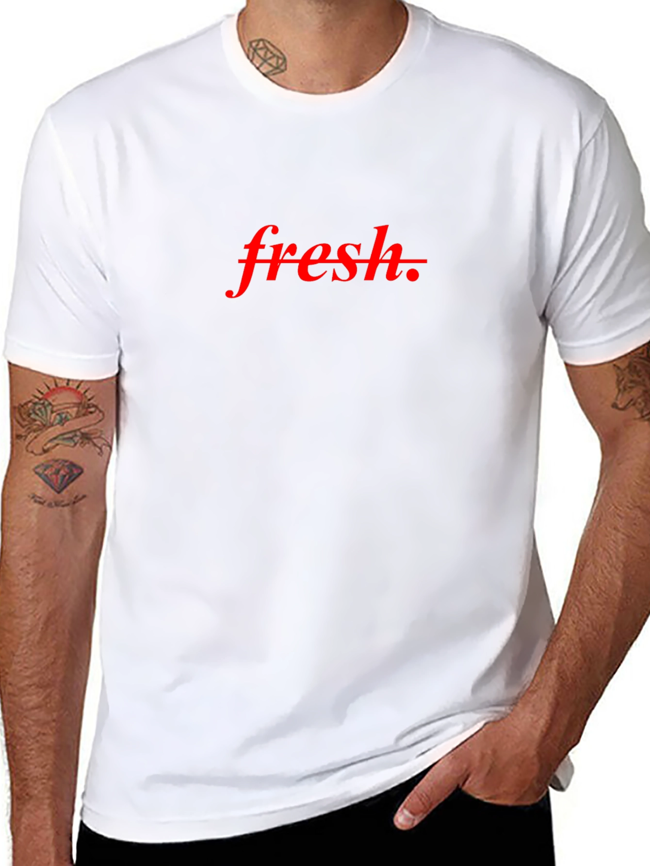 Fresh Graphic Tee - Red Text on Black Shirt