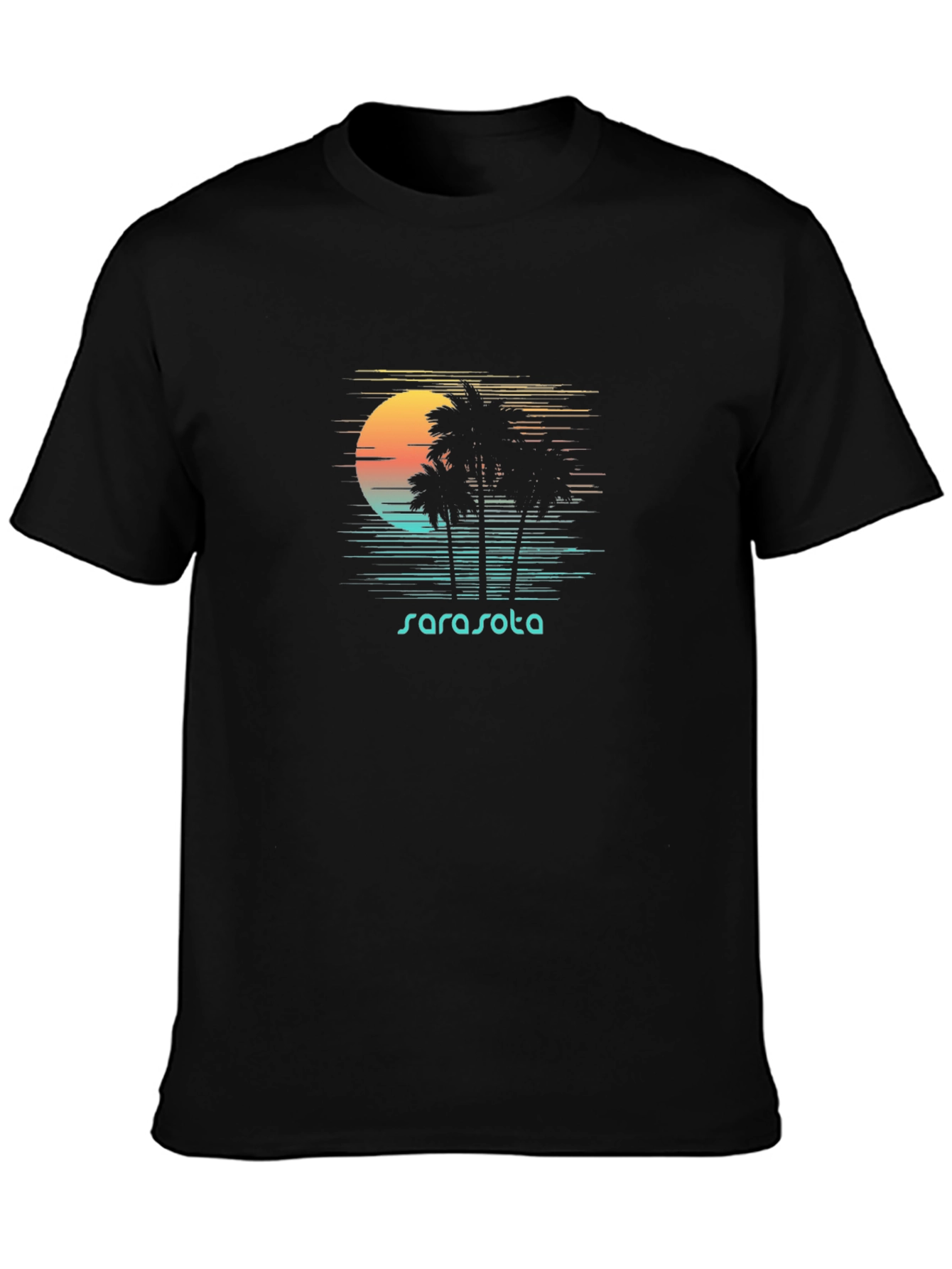 Sarasota Palm Tree Sunset Black T-Shirt