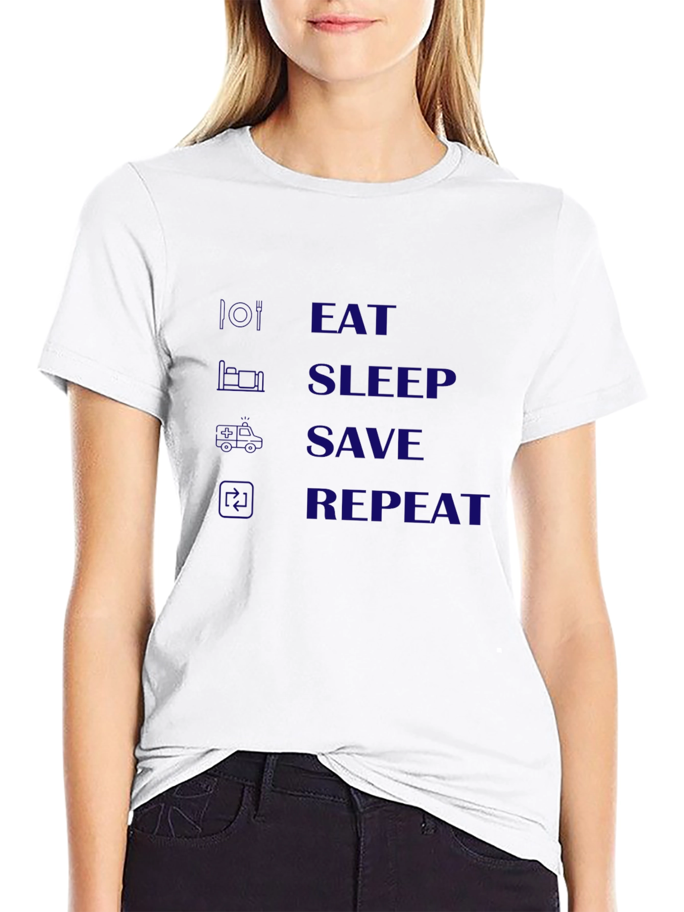 Eat Sleep Save Repeat Black Graphic Tee