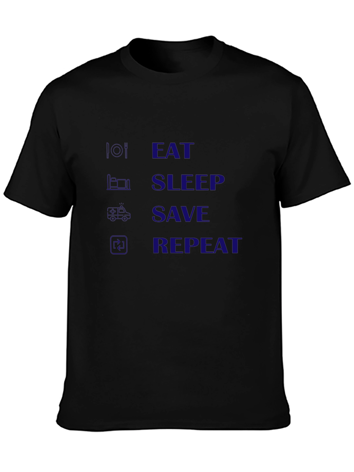 Eat Sleep Save Repeat Black Graphic Tee