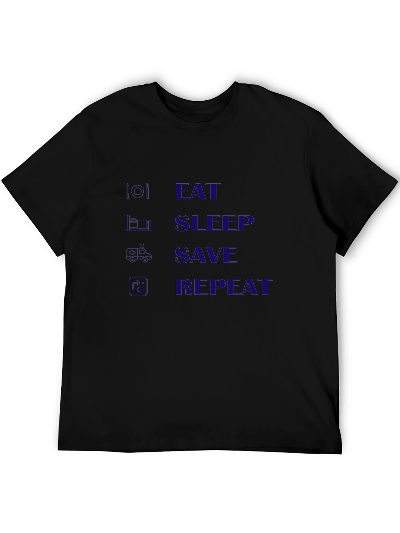 Eat Sleep Save Repeat Black Graphic Tee
