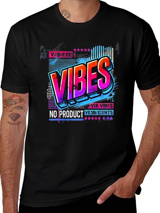 Vibes Graphic Tee - Retro Style Black T-Shirt