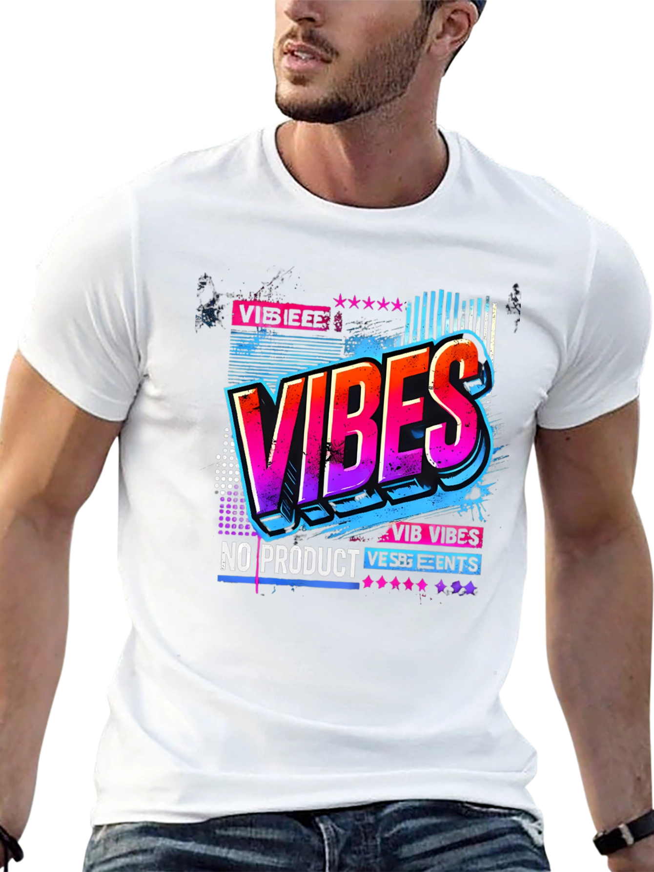 Vibes Graphic Tee - Retro Style Black T-Shirt