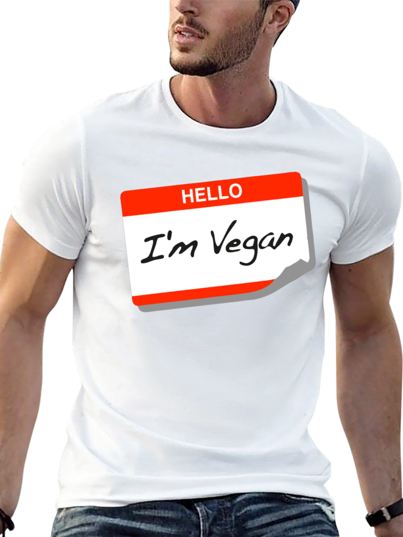 Hello Im Vegan T-Shirt - Black Cotton Tee
