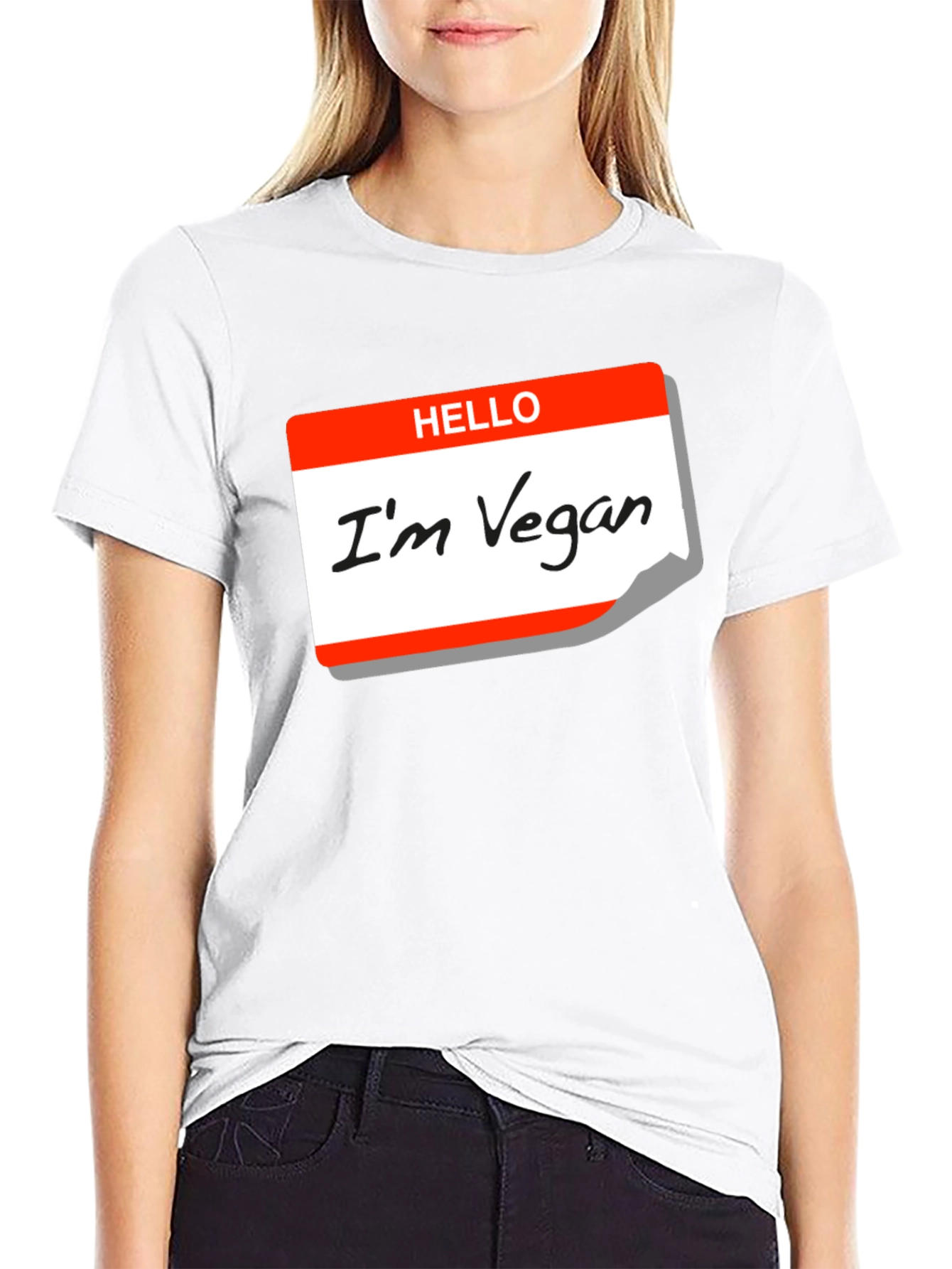 Hello Im Vegan T-Shirt - Black Cotton Tee