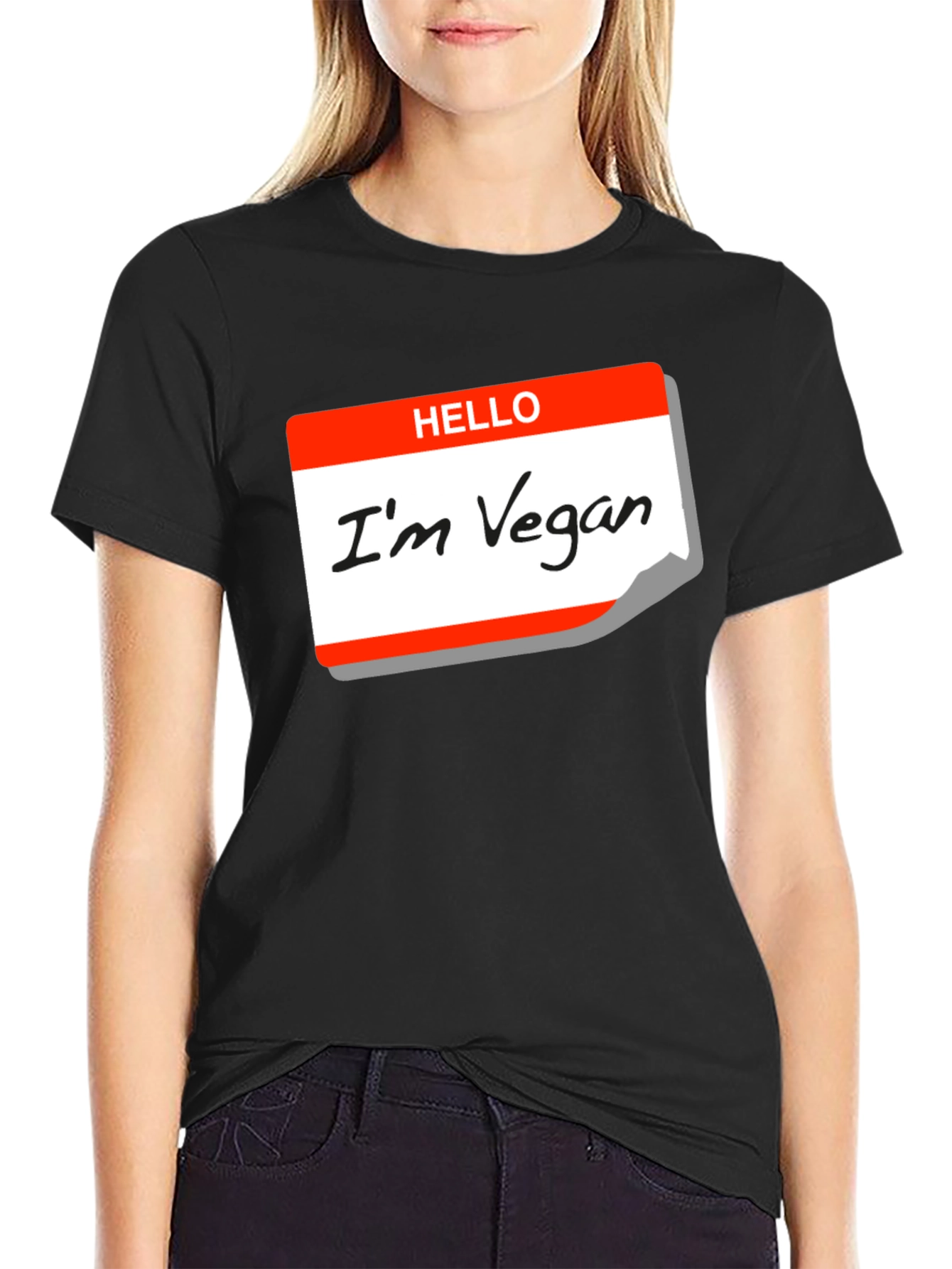 Hello Im Vegan T-Shirt - Black Cotton Tee