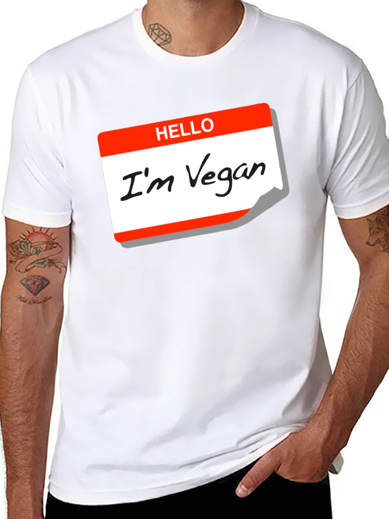 Hello Im Vegan T-Shirt - Black Cotton Tee
