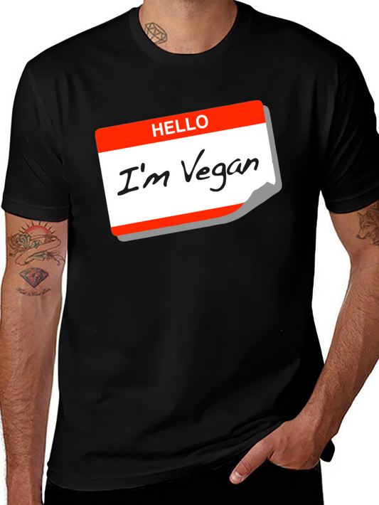 Hello Im Vegan T-Shirt - Black Cotton Tee
