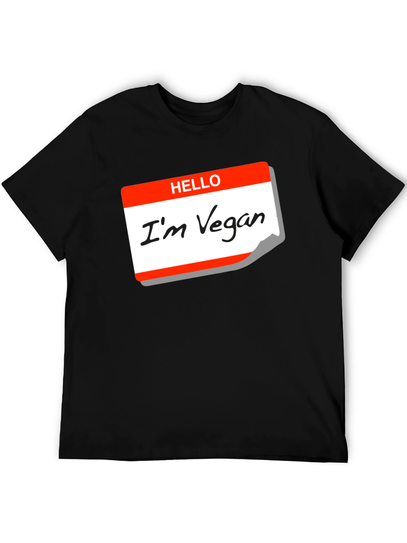 Hello Im Vegan T-Shirt - Black Cotton Tee