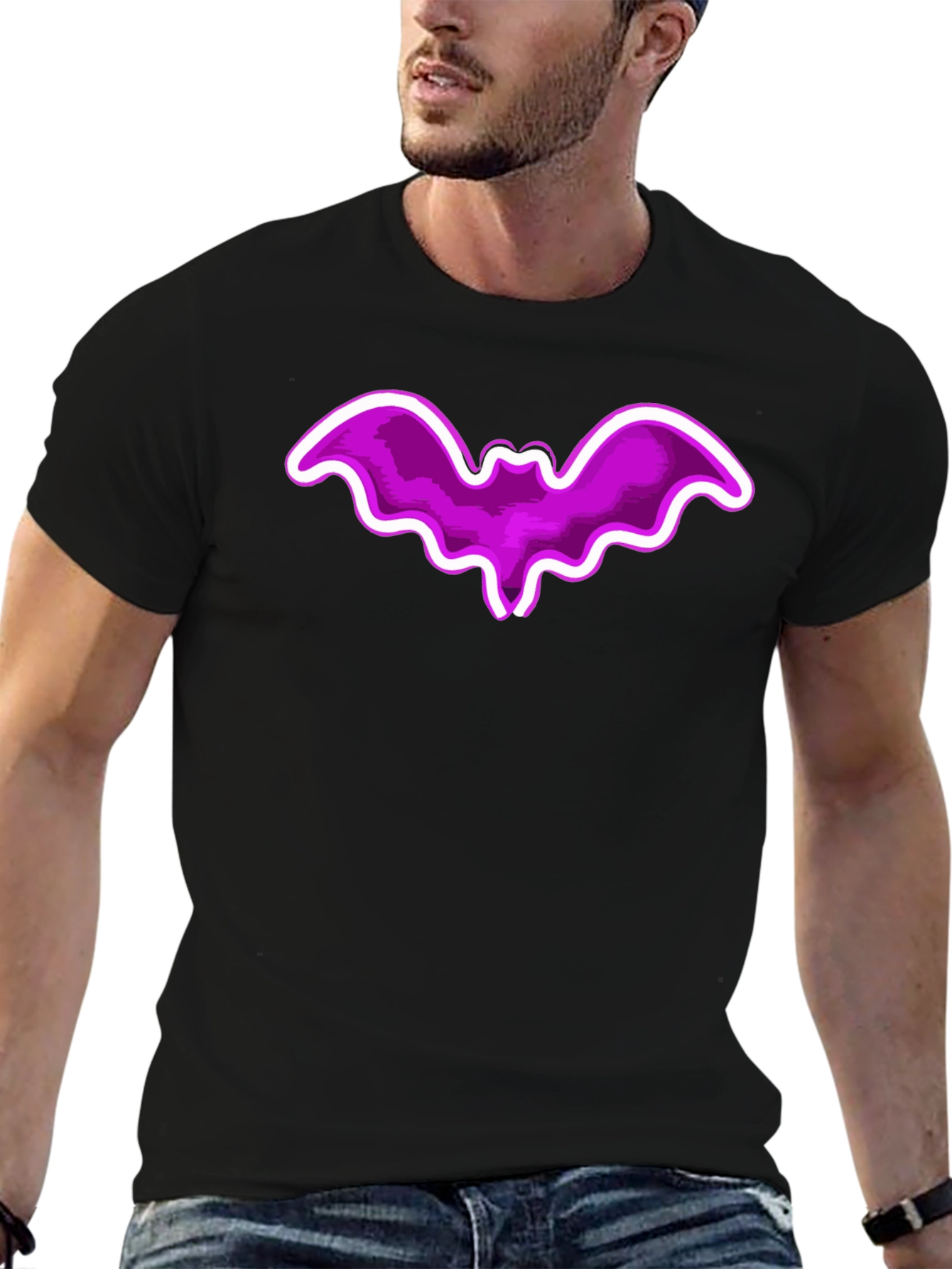 Purple Bat Graphic Tee - Fun Halloween Shirt
