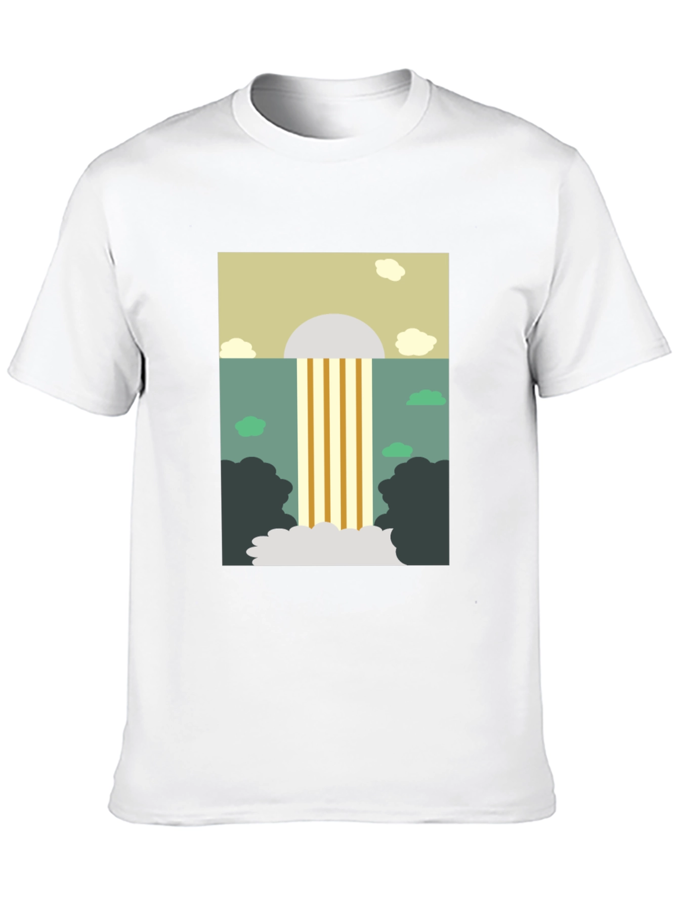 Abstract Waterfall Graphic Tee - Stylish Mens Black T-Shirt