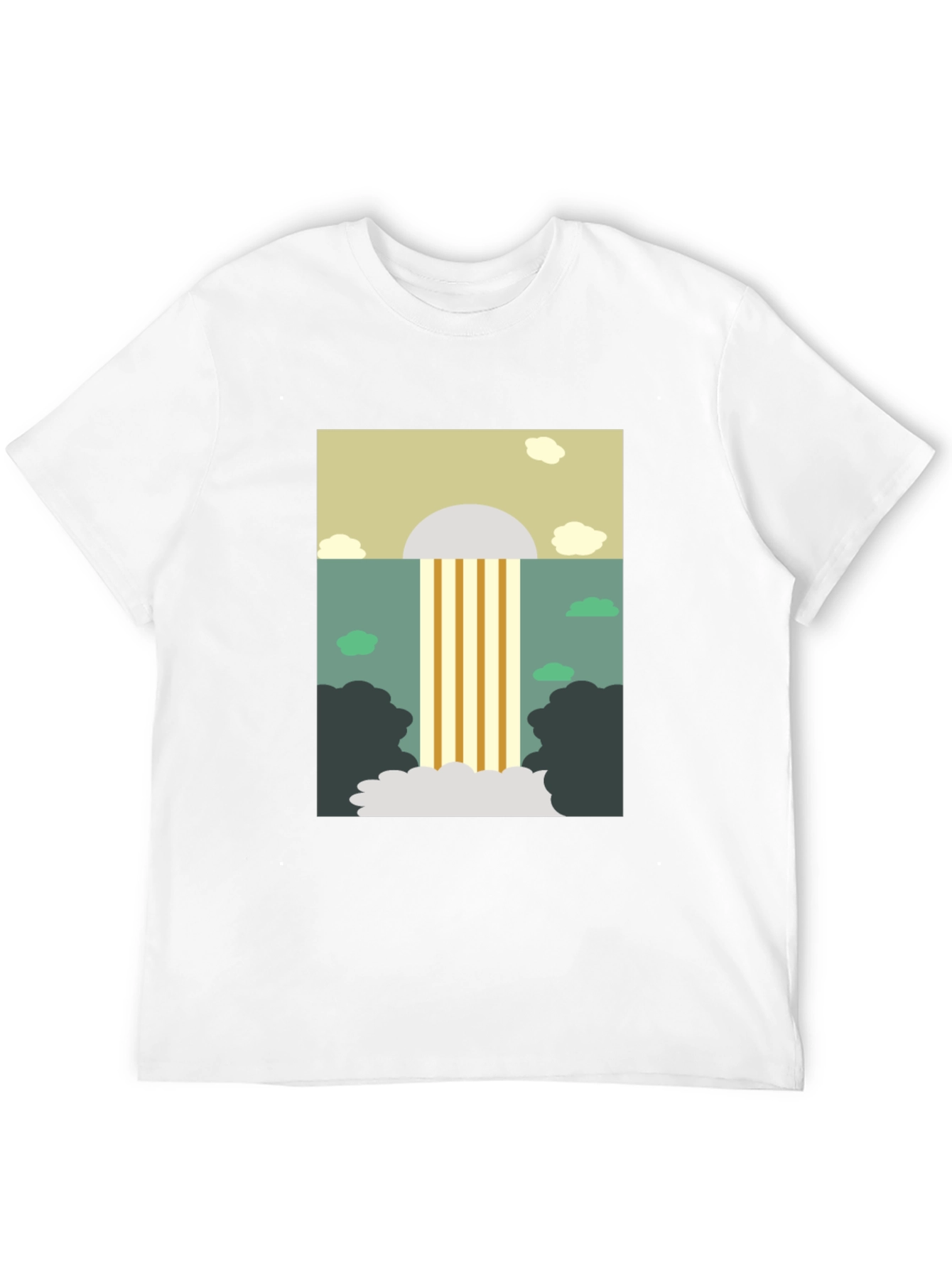 Abstract Waterfall Graphic Tee - Stylish Mens Black T-Shirt